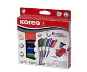 Kores® Whiteboard Marker Set mit magnetischem Schwamm 6