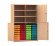 Flexeo® Schrank 32 kleine Boxen 6 Fächer Mittelwand 4 Halbtüren 1