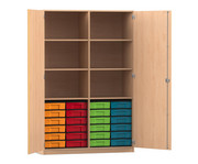 Flexeo® Schrank 24 kleine Boxen 6 Fächer Mittelwand 2 Türen 1