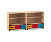 Flexeo® Klapp Wagen fahrbar 4 Fachböden 12 kleine Boxen 1