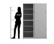 Flexeo® Schiebetürenschrank 12 Fächer Mittelwand 4 Türen Breite: 126 4 cm 2