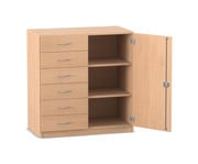 Flexeo® Schrank 6 kleine Schubladen 3 Fächer rechts 1 Tür Breite 94 4 cm 1