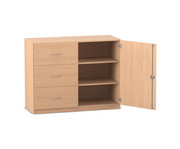 Flexeo® Schrank 3 großen Schubladen 3 Fächer rechts 1 Tür Breite 126 4 cm 1