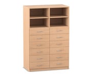 Flexeo® Schrank 12 kleine Schubladen 4 Fächer Mittelwand Breite 94 4 cm 1