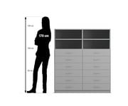 Flexeo® Schrank 12 kleine Schubladen 4 Fächer Mittelwand Breite 126 4 cm 2