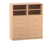 Flexeo® Schrank 6 große Schubladen 4 Fächer Mittelwand Breite 126 4 cm 1