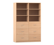 Flexeo® Schrank 6 große Schubladen 6 Fächer Mittelwand Breite 126 4 cm 1