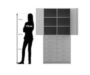 Flexeo® Schrank 12 kleine Schubladen 6 Fächer Mittelwand 2 Türen 2