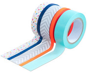 Washi Tape aus 5 Rollen Konfetti Neonorange Grau Mint Blau 1