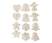 3D Holz Weihnachtsanhänger 24 Stück 3