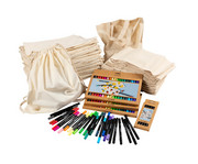 Kreativ Set Baumwolltaschen & Turnbeutel inkl Stifte je 30 Stück 1