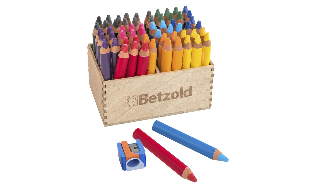 Betzold Super-Jumbo-Dreikant-Farbstifte inkl. Spitzer, 60 Stück