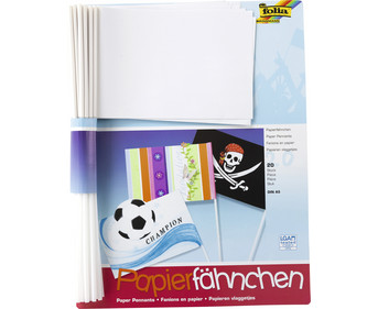 folia Blanko Papierfähnchen rechteckig 20 Stück