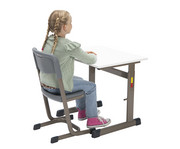 Einer Schülertisch L Fuß höhenverstellbar ohne Drahtkorbablage 7