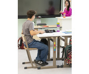 Einer Schülertisch L Fuß höhenverstellbar ohne Drahtkorbablage 6