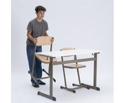 Zweier Schülertisch L Fuß ohne Drahtkorbablage 5