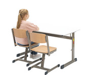 Zweier Schülertisch L Fuß höhenverstellbar ohne Drahtkorbablage 6