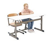 Zweier Schülertisch L Fuß höhenverstellbar ohne Drahtkorbablage 5