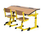 Aluflex Zweier Schülertisch höhenverstellbar mit Drahtkorbablagen 5