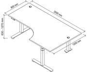 Betzold Eckschreibtisch Comfort elektrisch höhenverstellbar 200 x 120 cm 2