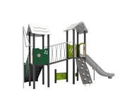 Spielgerät mit Brücke und Rutsche 4