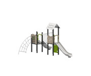 Spielgerät mit zwei Rutschen und Kletterbrücke 4