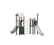 Spielturm mit Kletternetz und Rutschen 3