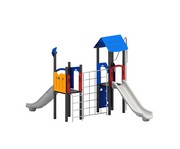 Spielturm mit Kletternetz und Rutschen 7
