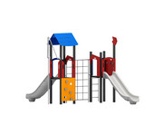 Spielturm mit Kletternetz und Rutschen 5