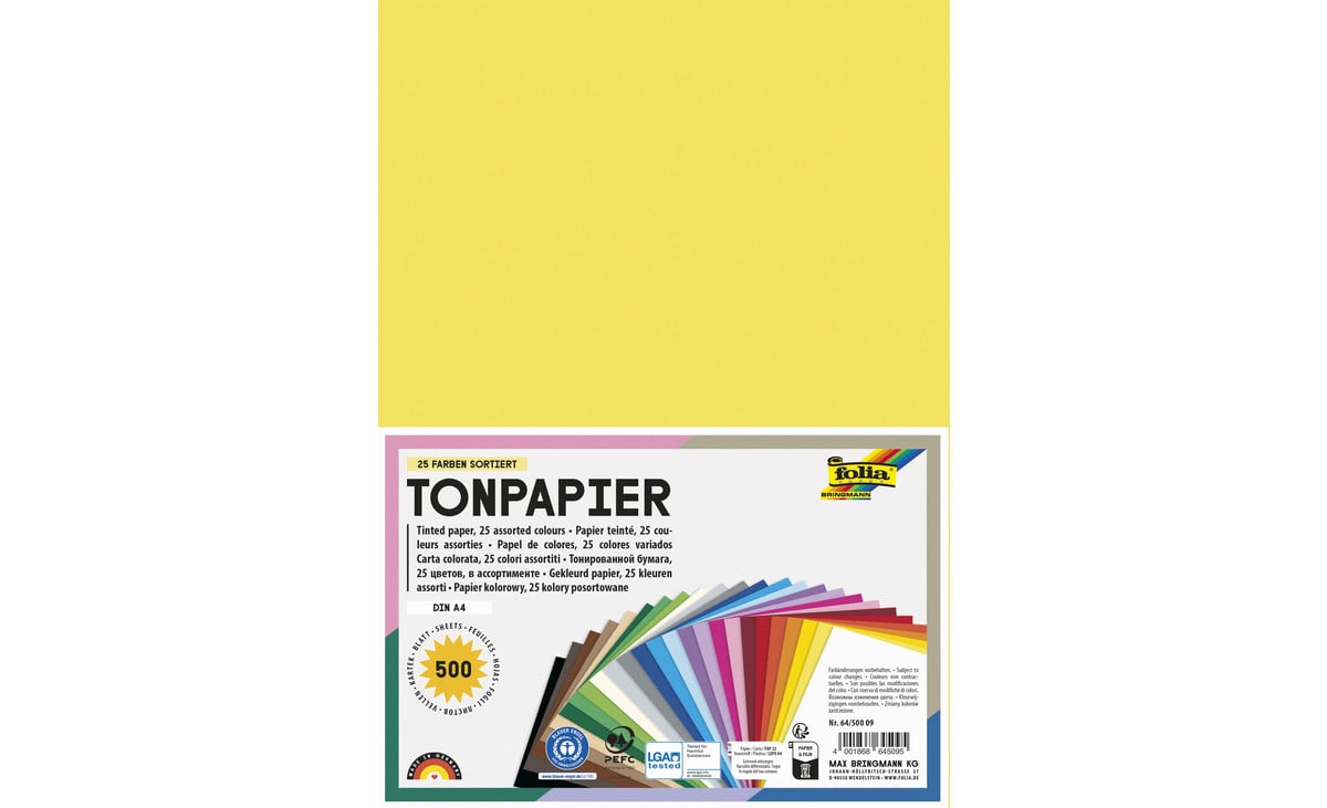 Tonpapier, 130 g/m², DIN A4, 500 Blatt, 25 Farben
