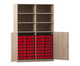 Flexeo® Schrank 32 kleine Boxen 6 Fächer Mittelwand 2 Halbtüren 6