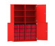 Flexeo® Schrank 16 große Boxen 6 Fächer Mittelwand 4 Halbtüren 7