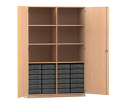 Flexeo® Schrank 24 kleine Boxen 6 Fächer Mittelwand 2 Türen 7