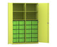 Flexeo® Schrank 20 große Boxen 4 Fächer Mittelwand 2 Türen 3