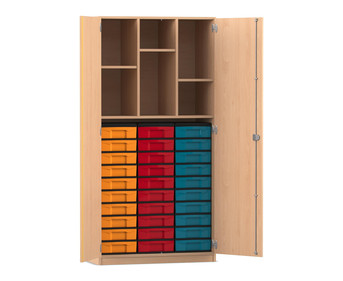 Flexeo® Schrank 30 kleine Boxen 6 Fächer 2 Türen