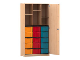 Flexeo® Schrank, 15 große Boxen, 6 Fächer, 2 Türen