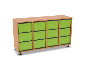 Flexeo® Regal 4 Reihen 12 große Boxen Mittelwand