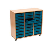 Flexeo® Regal, 3 Reihen, 24 kleine Boxen aus treeNside-Material
