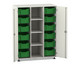 Flexeo® Regalschrank PRO 3 Reihen 12 Boxen Gr M 4 Fächer mittig 6