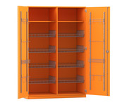 Flexeo® Sportschrank Gerätehaken 8 Gitterkörbe 2 Fächer oben 7