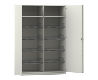 Flexeo® Sportschrank 8 Gitterkörbe 2 Fächer oben