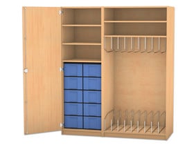 Flexeo® Liegepolsterschrank für 9 Liegepolster, 10 Boxen, 5 Fächer, 1 Tür