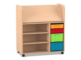 Flexeo® Bücherwagen fahrbar, 2 kleine, 2 große Boxen