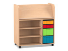 Flexeo® Bücherwagen fahrbar 2 kleine 2 große Boxen