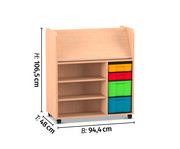 Flexeo® Bücherwagen fahrbar 2 kleine 2 große Boxen 4