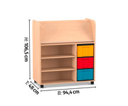 Flexeo® Bücherwagen fahrbar 3 große Boxen 6