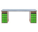 Flexeo® Materialtisch mit 2 Regalen B x T: 200 x 64 cm 1