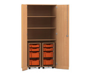 Flexeo® Garagenschrank PRO 2 Rollcontainer 8 Boxen Gr S und M 3 Fächer 3