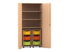 Flexeo® Garagenschrank PRO, 2 Rollcontainer, 6 Boxen Gr. M, 3 Fächer