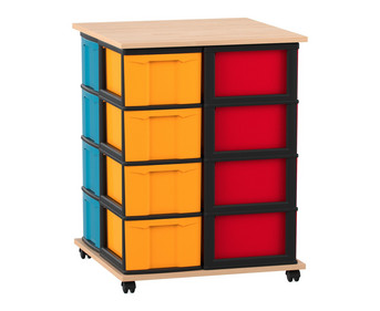 Flexeo® Fahrbares Containersystem mit Ablage 16 große Boxen